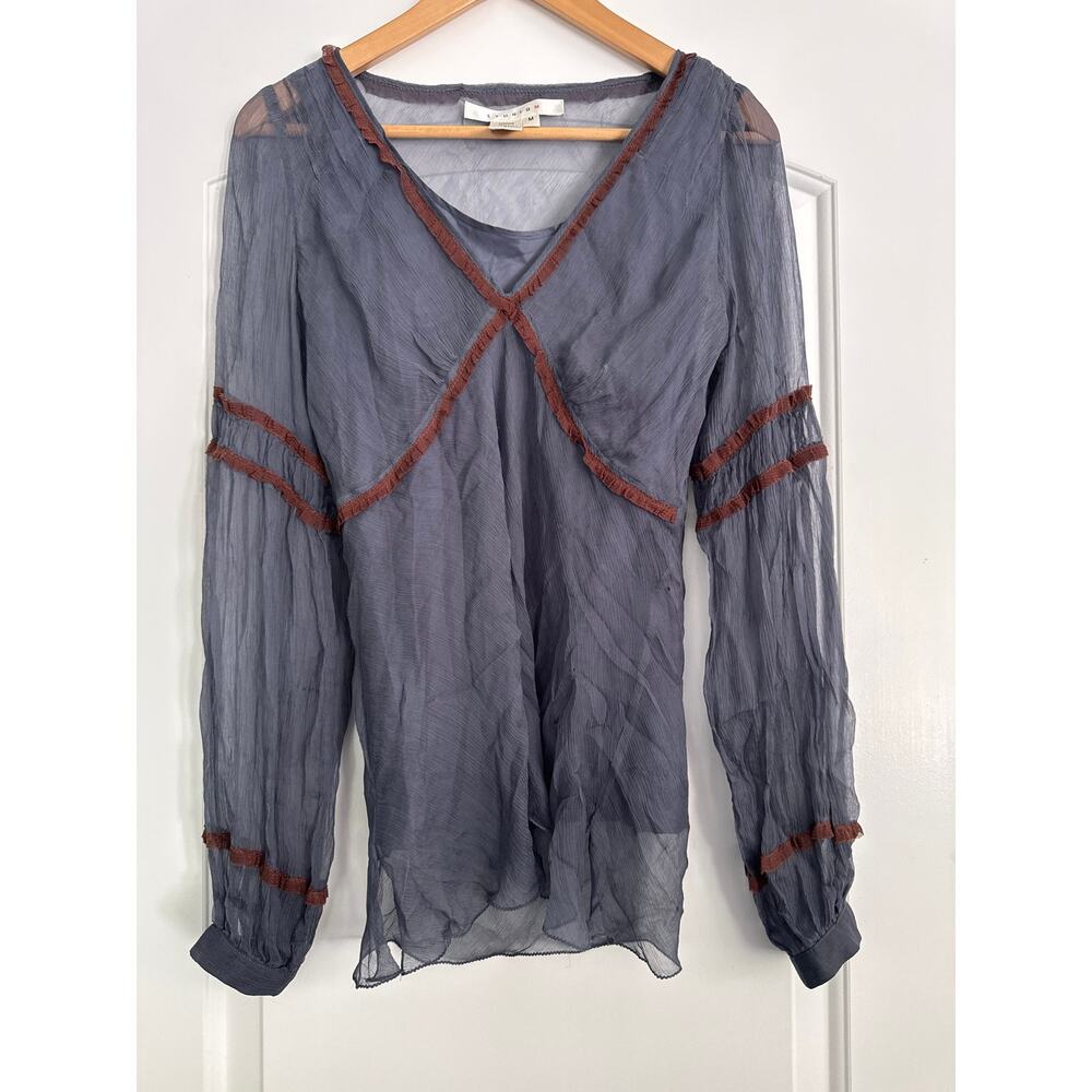 Studio M 100% Silk Sheer Blouse Size Medium
